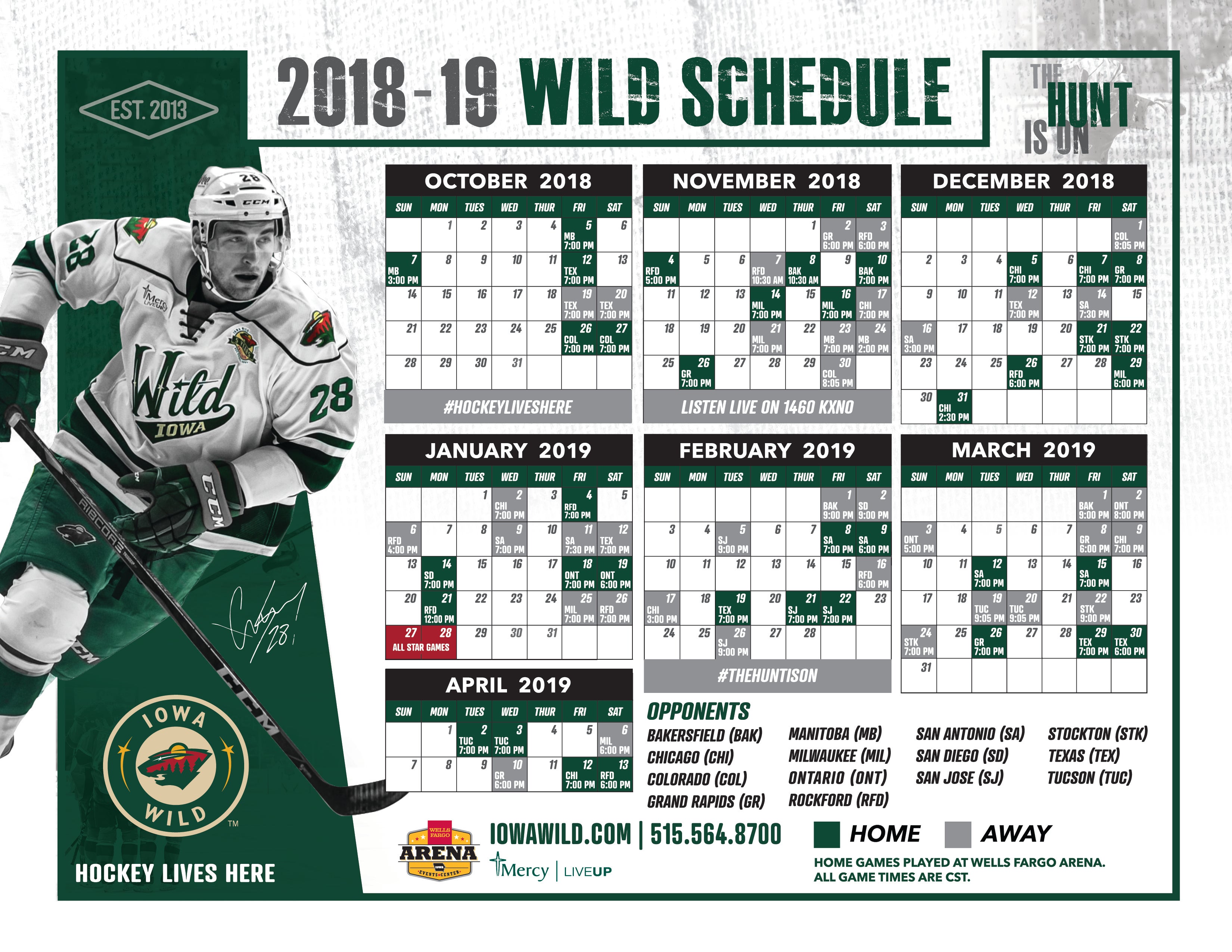 IOWA WILD ANNOUNCES FULL 2018-19 SCHEDULE | Iowa Wild