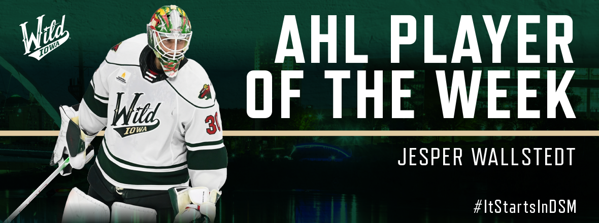 JESPER WALLSTEDT NAMED AHL PLAYER OF THE WEEK