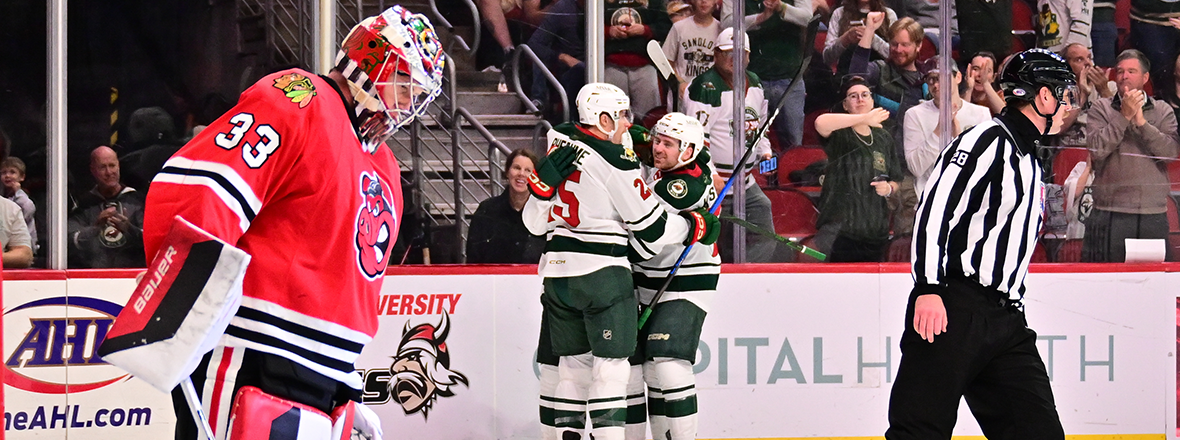 THREE DEFENSEMEN SCORE FOR IOWA IN 4-3 WIN OVER ROCKFORD