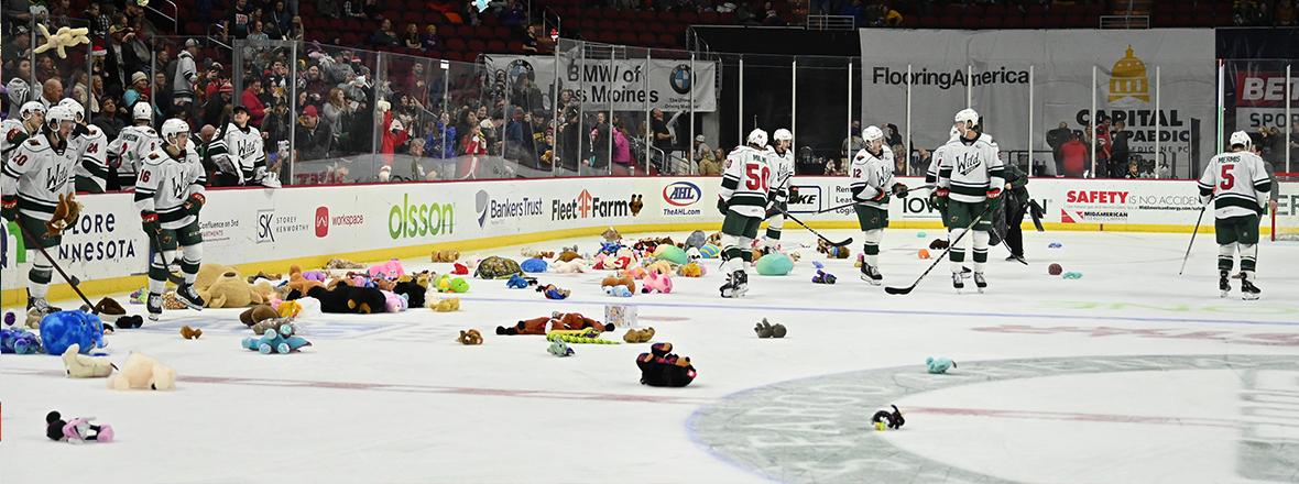 CONLEY SCORES TEDDY BEAR TOSS GOAL, WILD FALL 4-2 